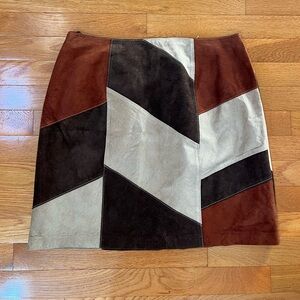 Genuine leather patchwork miniskirt